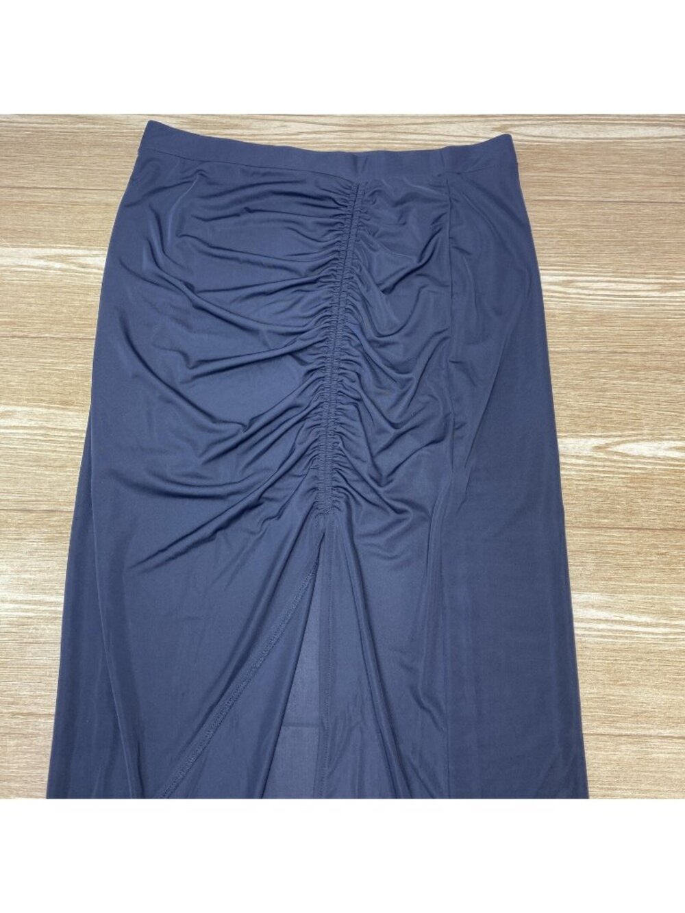 INC International Concepts Skirt Womens XXL Black Pull On Side Slit Ruched Midi